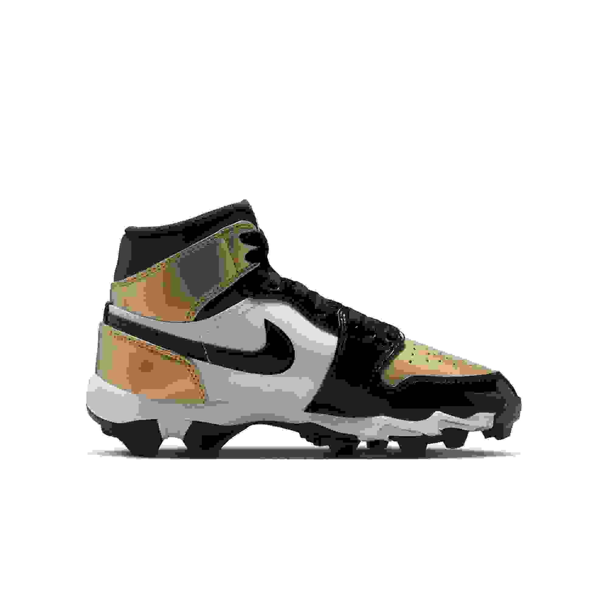 Jordan 1 Mid Preschool Boys' "Metallic Gold/Black/White" Multisport Cleat